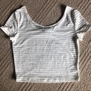 White Striped H&M Short Sleeve Crop Top (New)